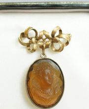 Antike Gemme aus geschnittenen Citrin in 585/000 Gelbgold A1684