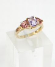 Amethyst Turmalin Damenring in 375/000 Gelbgold A1731