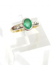 Smaragd Brillant Ring aus 750/000 Weiss und Gelbgold A1795