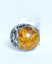 Bernstein Brosche in 925/000 Silberfassung A1800