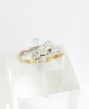 Antiker Damenring 375/000 Gelb und Weissgold mit Diamanten A1809