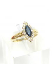 Antiker Safir Brillant Damenring in 750/000 Gelbgold um 1890 A18