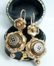 Antike  Biedermeier Ohrringe aus 585/000 Gelbgold um 1850 A1815