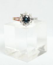 Eleganter Safir Brillant Damenring aus 585/000 Weissgold A1833