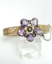 Antiker Amethyst Armreif aus 800/000er Silber um 1880 A1813