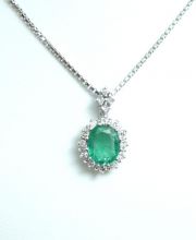 Wertvoller Smaragd Brillant Anh�nger aus 585/000 Weissgold A1811