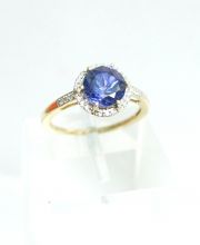 Wertvoller 1,75ct AAA Tansanit Brillant Damenring  750/000 Gelbg