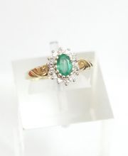 Englischer Smaragd Brillant Damenring aus 375/000 Gelbgold A1832