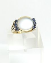 Mondstein - Safir Damenring aus 585/000 Gelbgold A1849