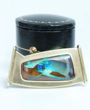 Grosse 585/000 Gelbgold Boulderopal Brosche/ Anh�nger A1870