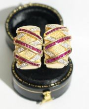 Luxuri�se Rubin Diamant Ohrstecker in 585/000 Gelbgold A1827