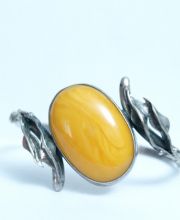 Armreif aus 925/000 Sterlingsilber mit Butterscotch Bernstein A1