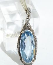 Antiker Anh�nger aus 835/000 Silber mit blauem Schmuckstein A1904