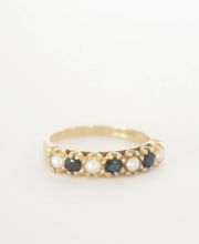 Edler englischer 375/000 Goldbandring mit Safiren Perlen A410