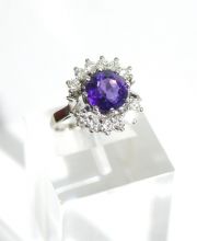Sch�ner Weissgold Amethyst Brillantring mit ca. 0,70ct A518