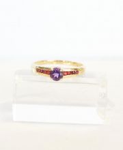 Edler 585/000 Gelbgold Amethyst - Safirring Vorsteckring A 145