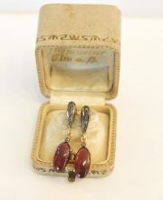 Antike supersch�ne Ohrh�nger 1900 aus England mit Granat und Dia