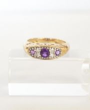 Englischer Amethyst Diamantring aus 375//000 Gold  A28