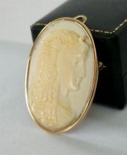 Antike Gemme aus Bein in 750/000 Goldfassung um 1920 A761