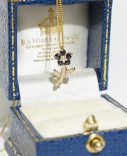 Blumenanh�nger aus 585/000 Gelbgold mit Brillanten Safiren A906