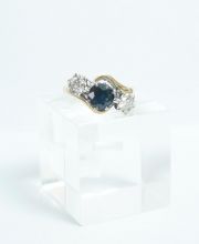 Antiker Brillant Safirring England um 1900 in 750/000 Gelbgold A