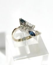 Bildh�bscher 585/000 Weissgold Safir-Brillantring A1001