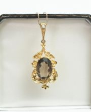 Rauchtopas Brillant Anh�nger in 375/000 Gelbgold Fassung A1136