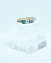 Smaragd Brillantring 750/000 Gelbgold und Platin A1230