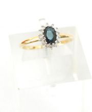 Eleganter Safir Diamantring 750/000 Gelbgold aus England A1239