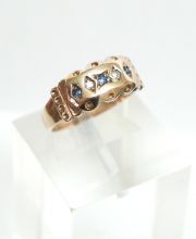 Antiker Damenring in 375/000 Rotgold Safir Diamant A1256