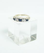 Englischer Damenring in 375/000 Gelbgold mit Safir Diamant A1259