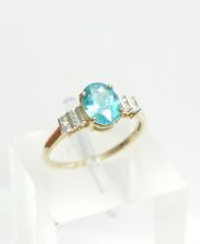 Englischer Apatit Ring mit Diamanten 10ct Gelbgold A1284