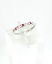 Sch�ner Vario Rubin Brillant Ring in 375/000 Weissgold A1305