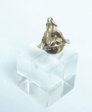 Anh�nger mit Tauben und Tigerauge  9ct Gelbgold, England A1332