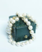 Salzwasser Zuchtperlen Kette mit 333/000 Gelbgold Schliesse A106