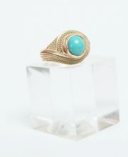 Vintage Damenring in 585/000 Rotgold mit T�rkis A1430