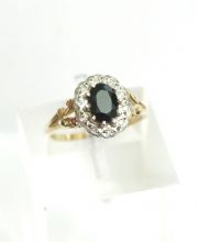 Edler Safir Diamant Damenring aus 375/000 Gelbgold A1448