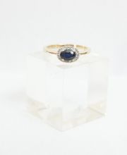 Englischer Safir Diamant Damenring aus 375/000 Gelbgold A1467