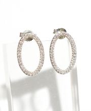 Schlichte ovale Diamant Ohrstecker in 375/000 Weissgold A575/577