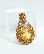 Englischer Citrin Brillant Anh�nger in 375/000 Gelbgold A1553