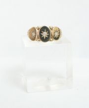 Englischer Damenring in 375/000 Gelbgold mit Diamanten A1568