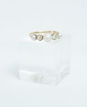 Antiker Ring 750/000 Gelbgold Brillanten und Perlen 1900 A1574
