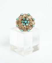 Wundersch�ner antiker T�rkis Damenring 585/000 Gelbgold A1624