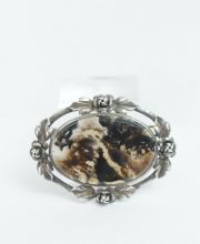 Antike Jugendstil Brosche aus 800/000 Silber mit Achat A1613