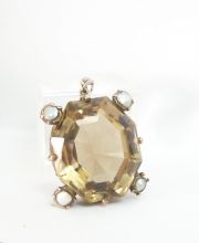 Sehr grosser antiker Citrin Anh�nger aus Silber um 1900 A1651