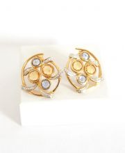 Englische Safir Diamant Ohrstecker in 375/000 Gelbgold A1664